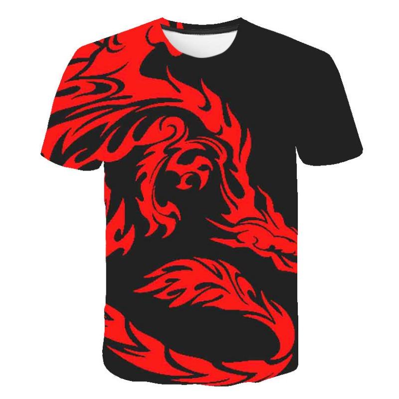 Summer New Cartoon Colorful Fox Dog 3D Digital Printed T-shirt Men's Short Sleeved T-shirt