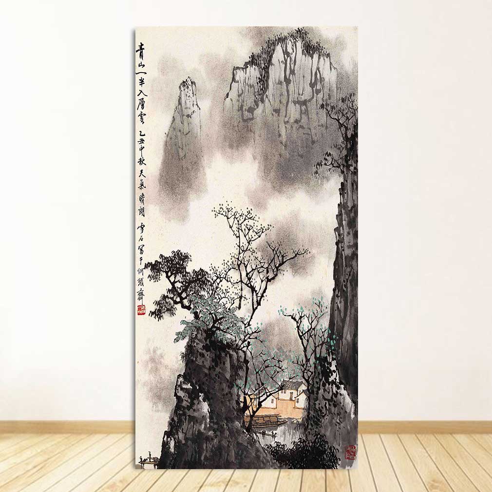 Classic Chinese Ink painting Landscapes Large Size Wall Picture For Living Room Home Decor-7 Huge Size Canvas Print Painting,