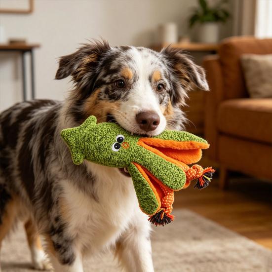 Meeresbewohner Hundespielzeug, Quietschendes Stofftier Hundekauspielzeug, Knisternder Hummer Oktopus Schildkröte Welpen Zahneinlage Spielzeug, Interaktives Spielzeug für Große Kleine Mittlere