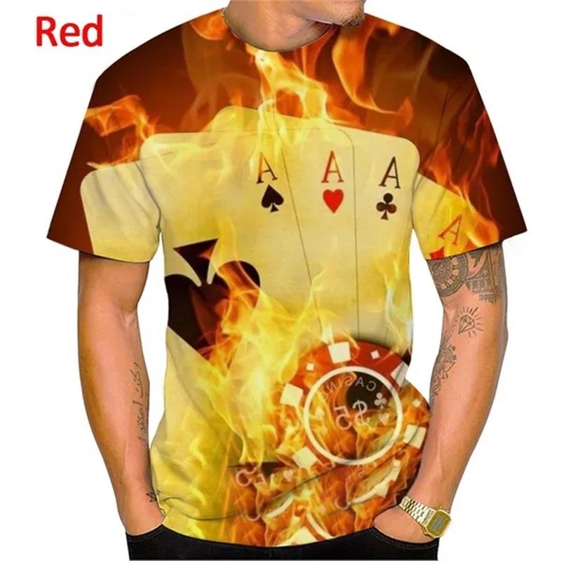 3D Print Playing Cards Pattern T-Shirts Personality Casual Round Neck Short Sleeves Hip Hop Men's T-shirts