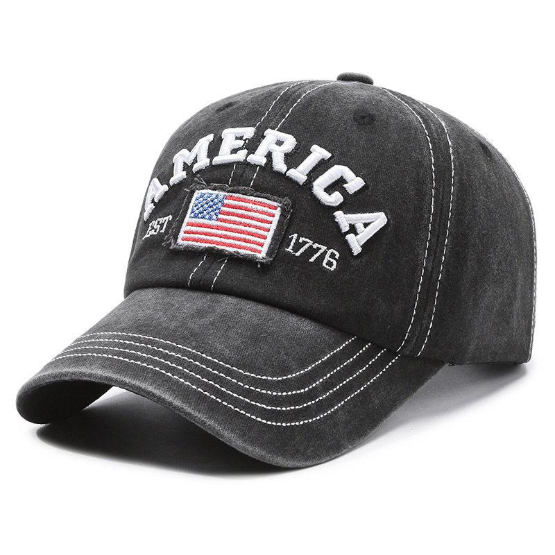 Vintage Washed Cotton Baseball Cap For Men Women Usa Flag Embroidered Dad Hat Retro America 1776 Snapback Outdoor Sun Hats