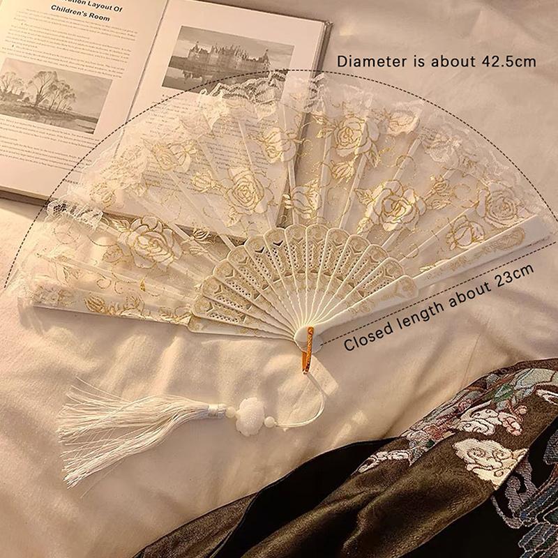 Lace Decorative Fans Folding Hand Fan Black White Dancing Fans Wedding Party Stage Performance Fan Gifts For Guest