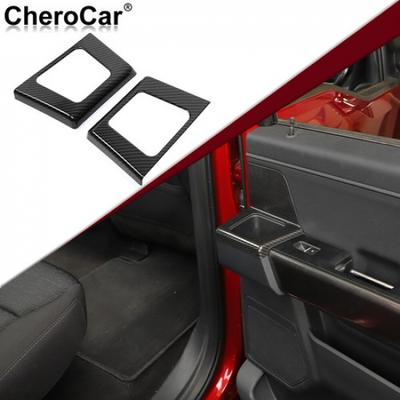2xRear Door Dandle Cup Holder Panel Cover Trims for Ford F150 + Carbon Fiber