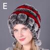 1PCS Fashion Rex Rabbit Fur Hat Fur Ball Beanies Earmuffs Hat Warm Caps Autumn and Winter Women's Comfortable