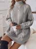 Women's High Collar Knitted Color High Collar Long Sleeve Hip Sweater Dress