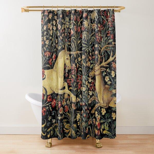Medieval Deer Hunting Scene Shower Curtain Ladies and Dogs Antique Shower Curtain Animals Retro Vintage Bathroom Curtains Set