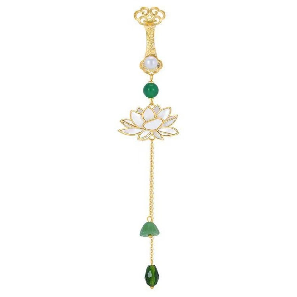 Long Tassel Women Hanfu Ornament Zinc Zinc Alloy Retro Lotus Brooch Chinese Style Brooch  Decoration
