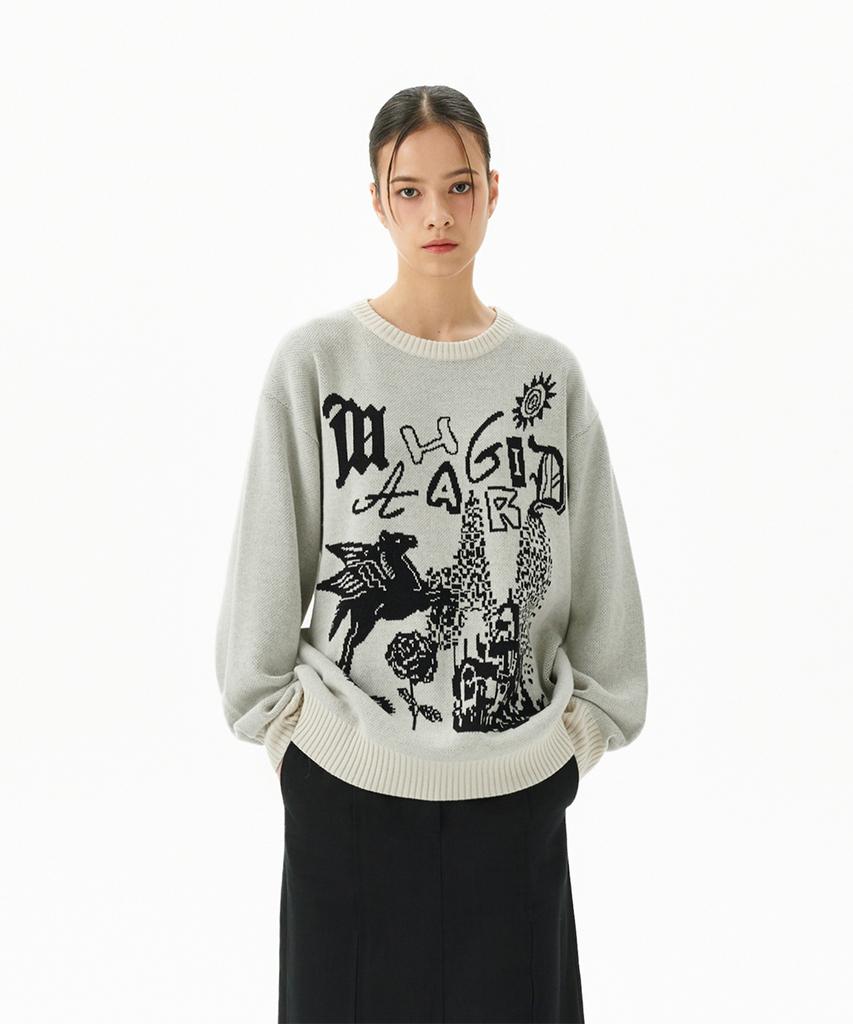 MAHAGRID Fantasia Knit Sweater Ivory(Mg2Dfmk623A)