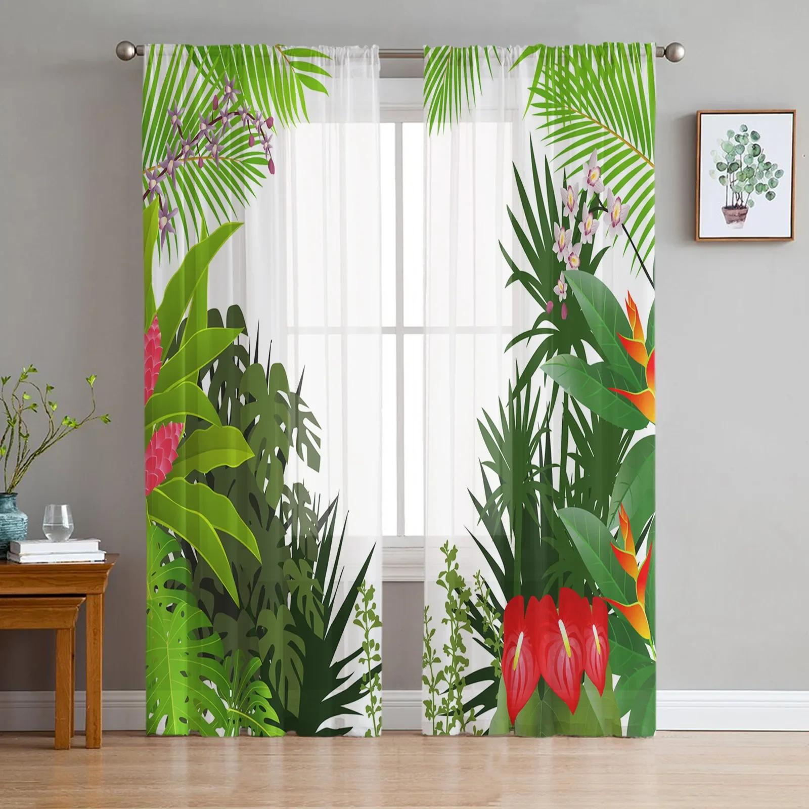 

Jungle Forest Forest Animated Cartoon Animal Lion Chiffon Elephant Transparent Curtains for Living Room Bed Chamber Decoration Window Voiles Netting W135 x H115cm x1&Rod Pocket