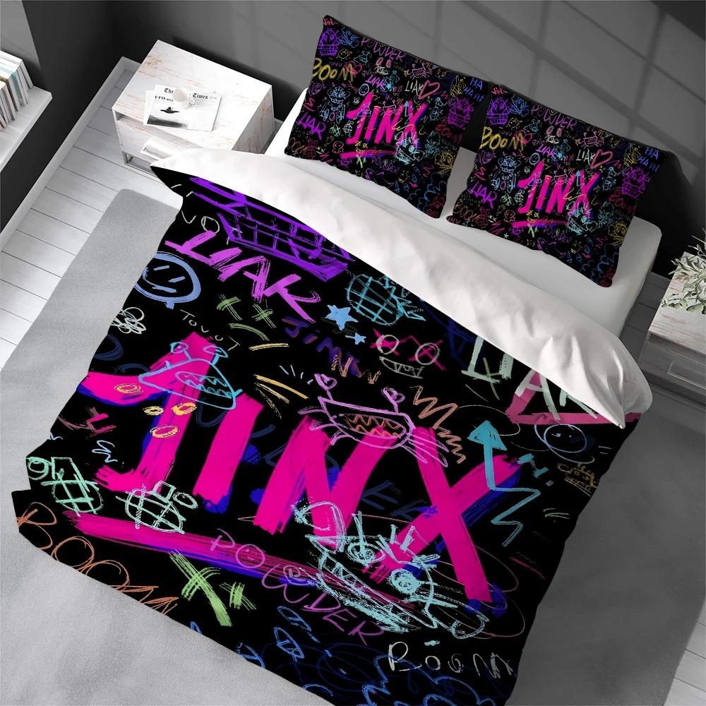 Hot Anime J-JinX A-Arcane Bedding Set Soft Comforter Cover With 1/2pcs Pillow Shams For Kids Adults Microfiber Quilt Cover