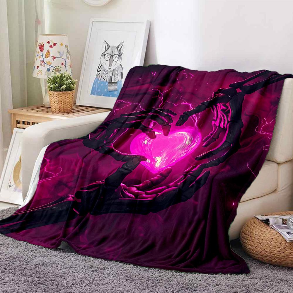 1pc Skelelove Heartbeat Blanket, Lightweight Flannel Throw Blanket for Sofa, Bed, Travel, Camping, Living Room, Office, Couch, Chair, and Bed