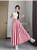 Pleated Yamamoto High-Waist A-line Skirt: Women's Spring/Summer 2025 Korean Style, Slimming, Plus Size, Mid-Length, Hip-Covering Skirt