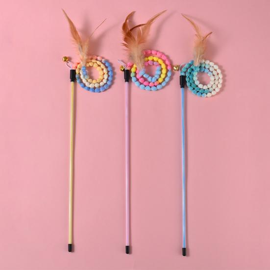 Cat Toy Caterpillar Cat Teaser Colorful Rod Teaser Wand Cat Interactive Toy Funny Feather Pet Cat Supplies Cat Accessory