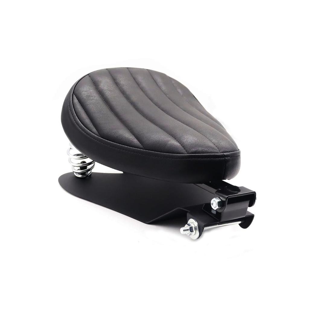 JPMODAO Motorcycle Seat Rich Choice Black Leather Solo Seat with Spring Bracket Kit for Sportster XL1200 883 48 Chopper Bobber Custom Cover, (Vertical