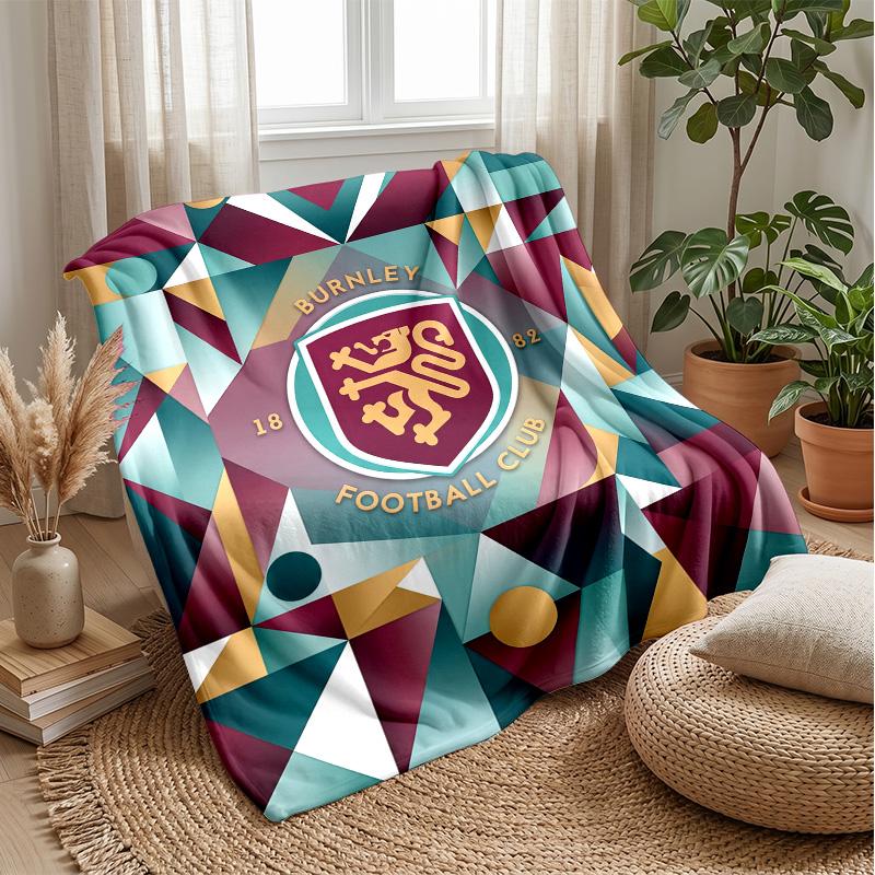 Coperta in Flanella con Stampa Calcio Burnley, Coperta Morbida Calda Leggera per Divano Letto Campeggio