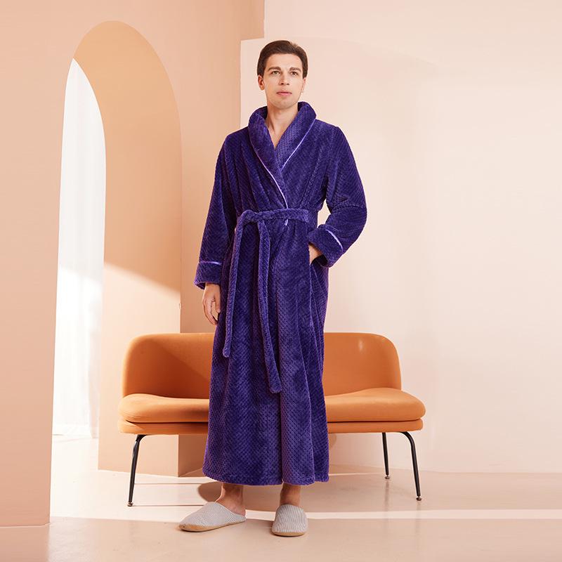 2024 Velvet Plus Size Women's Long Bathrobe - Winter European & American Style for Hotels, Salons, and Casual Wear