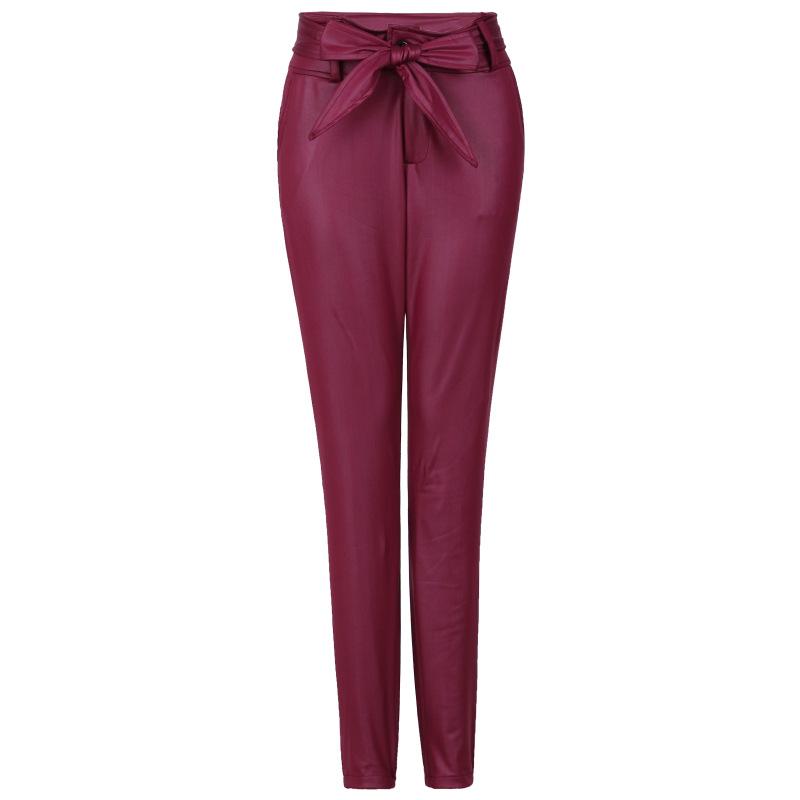 Dame Faux Skinnbukser Høy Midje Slim Leggings Jeggings Skinny Bukser med Belte
