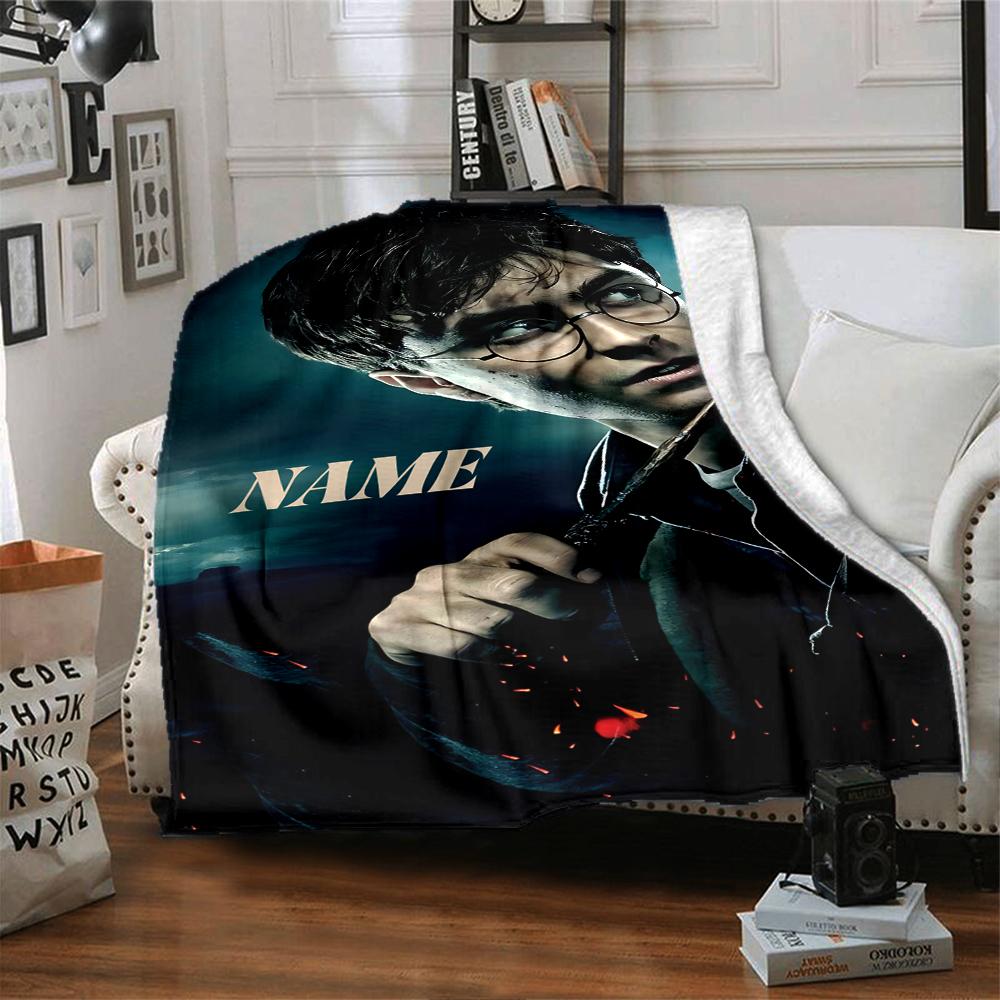 Custom Name Harry Potter Magic Train blanket for Couch & Bed, Plush Cozy Fuzzy Blanket Super Soft & Warm Blankets for Fall and Winter. 0908103