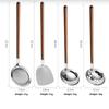 Walnut Handle Kitchen Tool 304 Stainless Steel Spatula Spoon Oil Filter Colander Kit Gadgets Anti-Scalding Cookware For Service