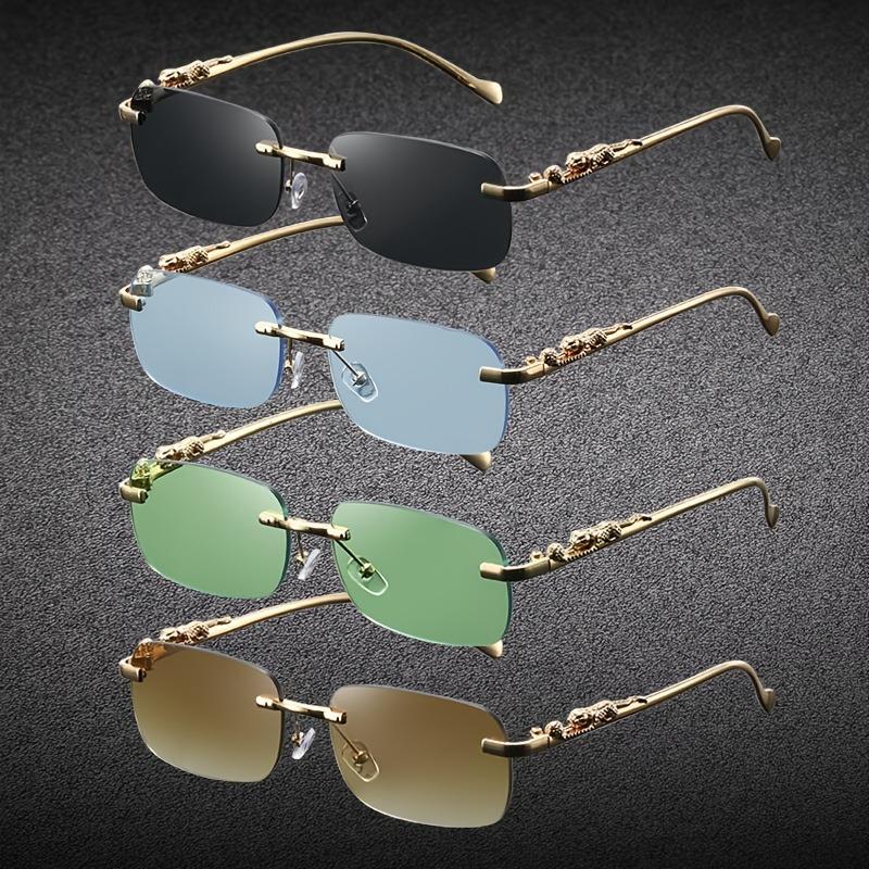 4 Pairs of Square Fashion Glasses Unisex Metal Frame with Decorative Lenses Suitable for Both Casual and Formal Wear