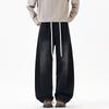 American retro trendy brand washed scimitar jeans men's trend loose wide legs drape elastic waist long pants men