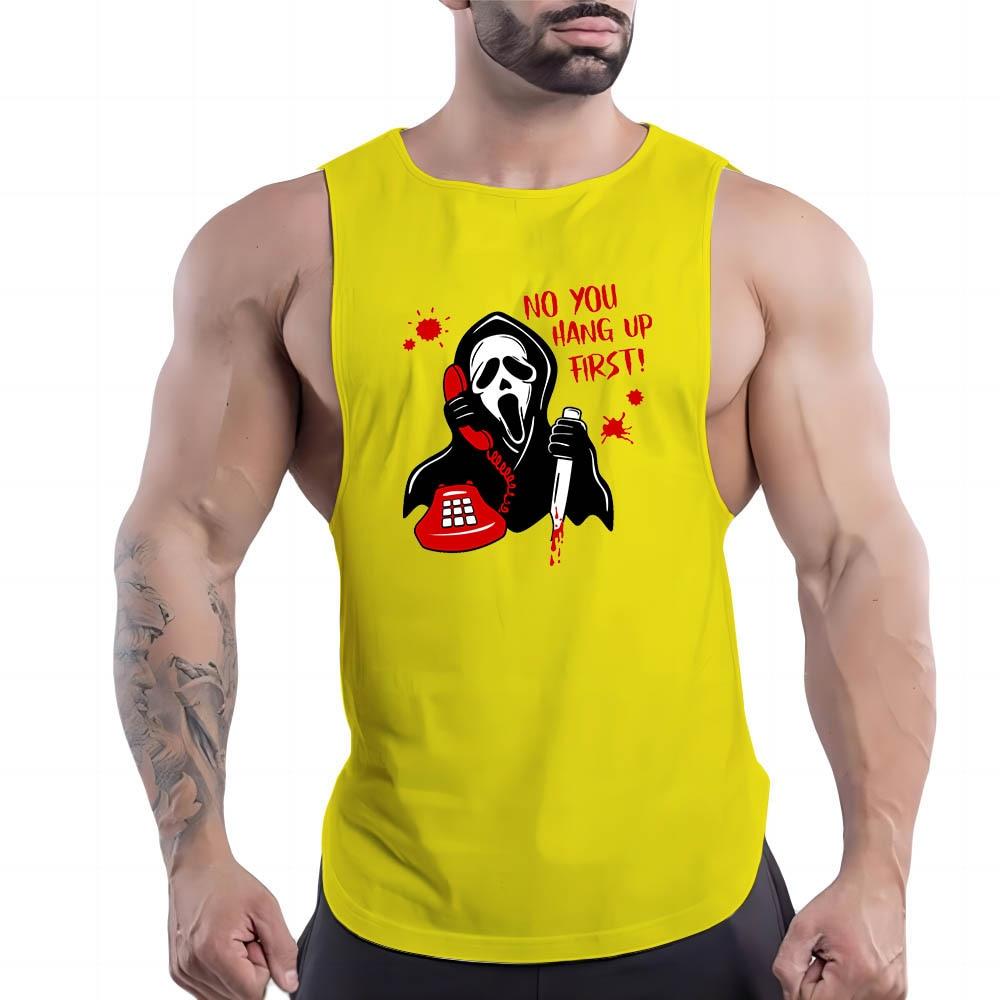 Sommer Herren Fitness Outdoor Sport Rundhalsweste Totenkopfmuster 2D Gedruckt Jugend Trend Atmungsaktives Ärmelloses Shirt