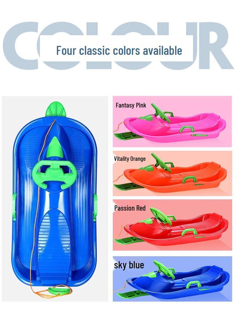 Adult Snowboard Sled with Steering Wheel and Brakes