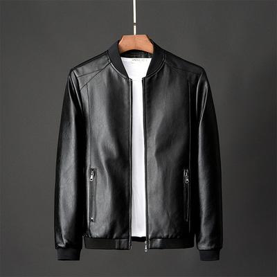 Chaquetas de cuero de otoño e invierno para hombre, abrigos de cuero PU ajustados e informales a la moda coreana para motocicleta, chaquetas de bombardero de talla grande 7XL 8XL