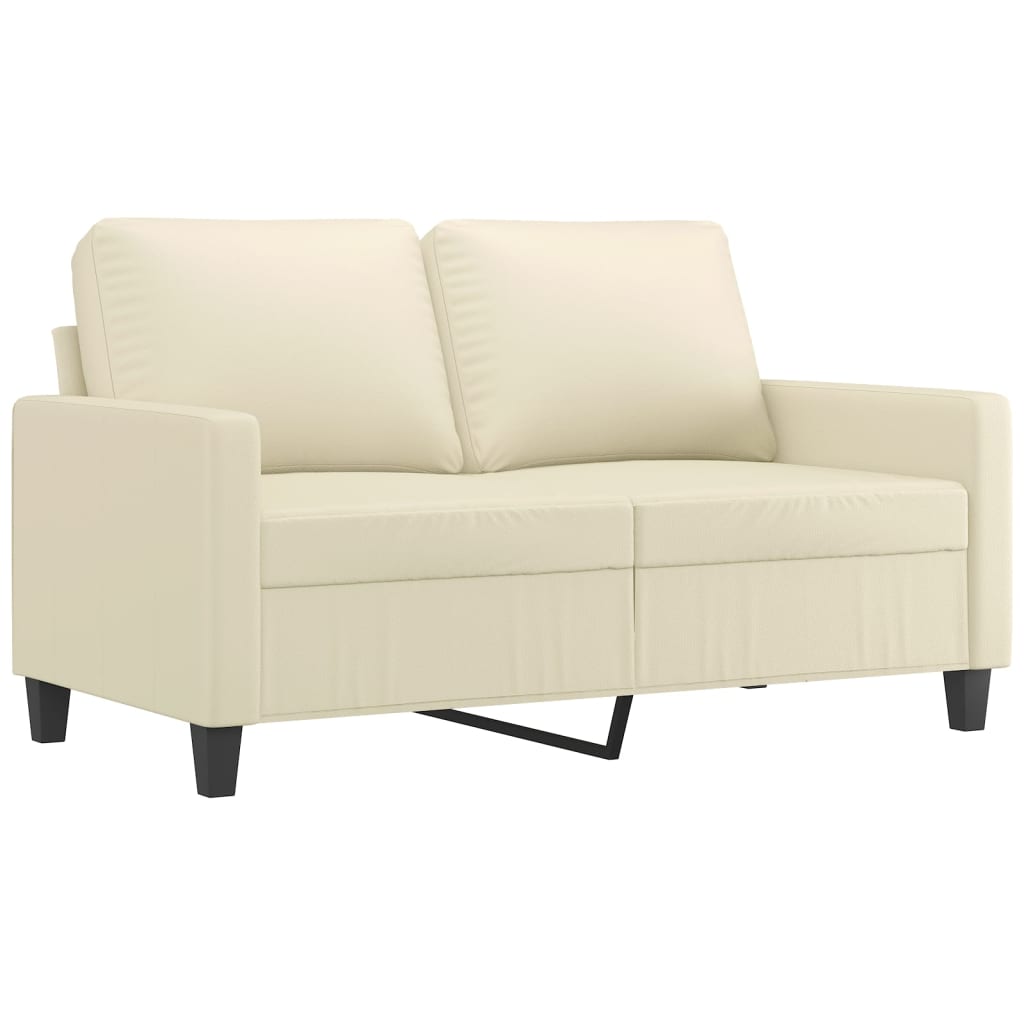 Vidaxl 2-Osobowa Sofa Z Poduszkami, Kremowa, Sztuczna Skóra