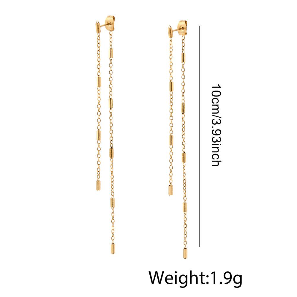 Women's Earrings 18K Gold Plated Stainless Steel Long Tassel Chain Rectangular Elements For Daily Commute And Date Outfits