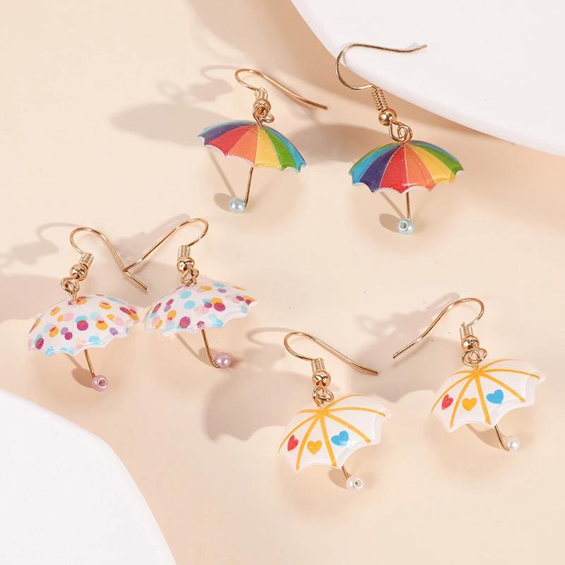 1PC Sweet Colorful Umbrella Gift Ear Drop Acrylic Earrings Women Cute Girls Jewelry