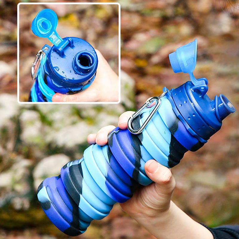 Silicone Collapsible Water Bottles Foldable Sports Cups with Buckle Portable Outdoor Travel Leak Proof Sport Bottles