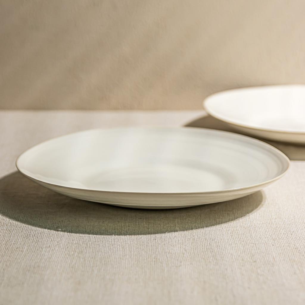 Simple Plain White Ceramic Deep Plate Household Plate Vegetable Plate Pasta Plate Steak Plate Tableware Round Plate Large Plate