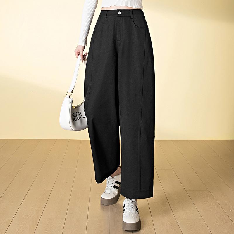 

Customized Women s Casual Nezha Pants - Spring 2026 Loose Fit, Petite Nine-Point Curved Leg Design 29 чёрный