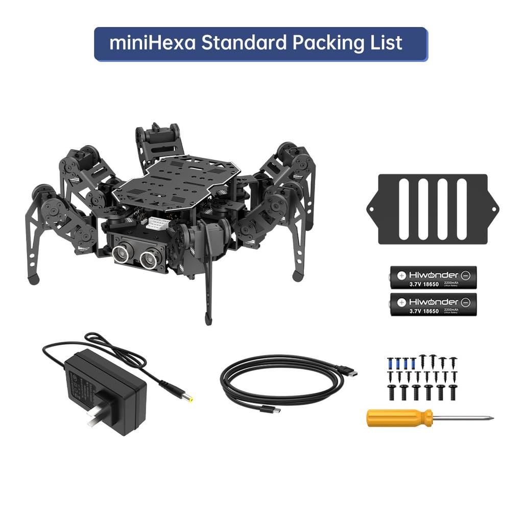 MiniHexa 18DOF Hexapod Roboter für Arduino KI Stimme Farbe Ziel Hindernis STEM Open Source Roboter mit Standard Kit Programmierung, Spinnenartiges Gehen,