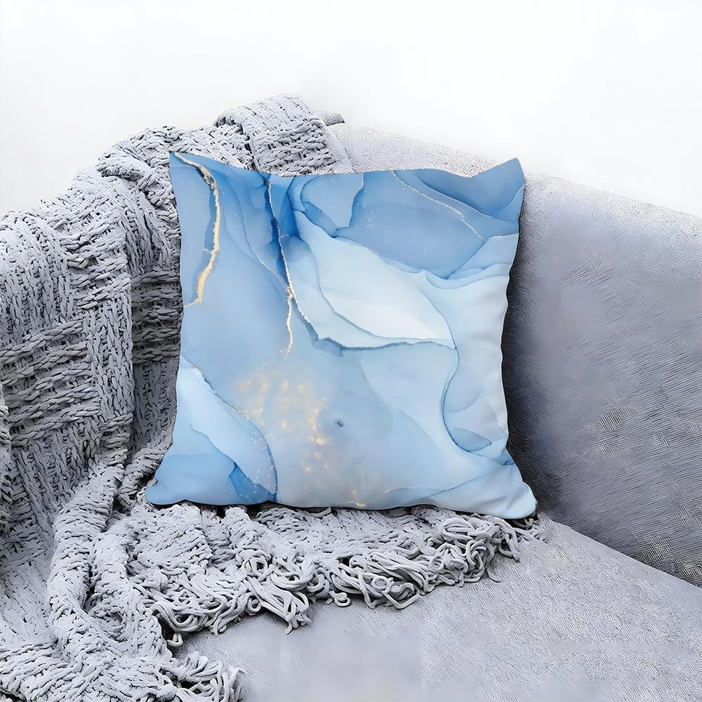 Elegant White Marble Pattern Cushion Cover Premium Comfort Reversible Pillow Cove Two In One Design for Any Room Car Interior