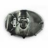Western Cowboy Skull Black Large Zinc Alloy Retro Oval Belt Buckle