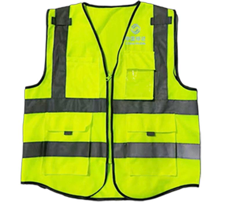 Reflective Multi-Pocket Safety Vest with Logo Option - Fluorescent Construction Gear