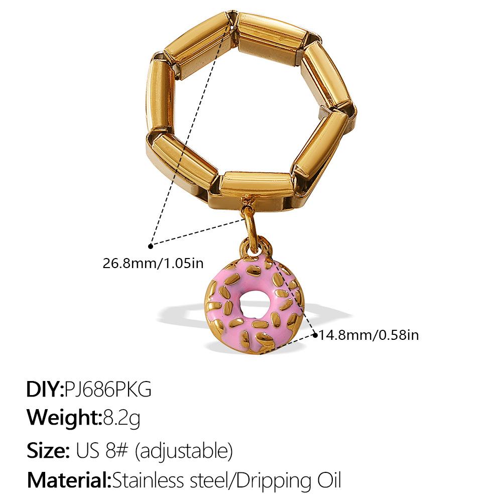 DIY pendant ring ring stainless steel gold-plated exaggerated multi-element pendant ring women