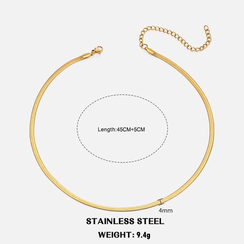 Classic Unisex Flat Snake Chain Choker Necklace For Women Stainless Steel Herringbone Gold Silver Color Fashion Jewelry Gift