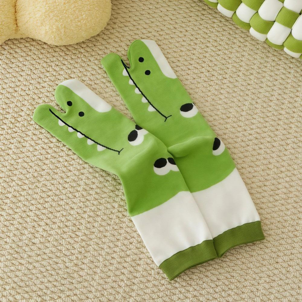 Fashion Dolphin Crocodile Cat Toe-socks Soft Breathable Mid-calf Socks Long Style Comfortable Animal Print Socks Women One Size