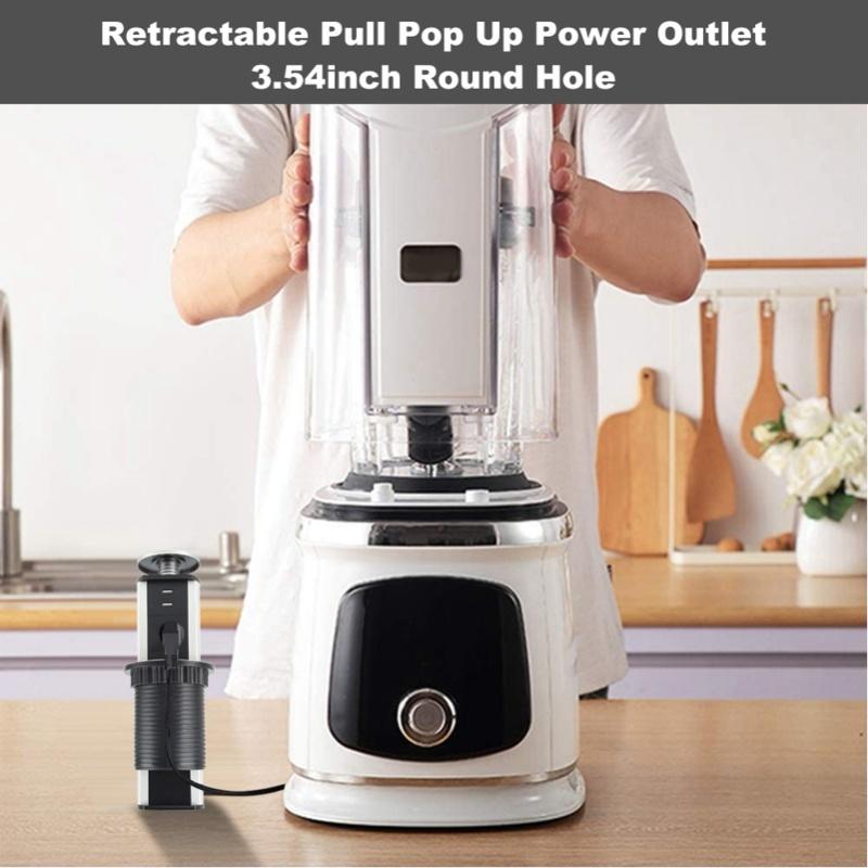 Electrical Power Outlet Home Kitchen Worktop Desk Pull PopUp Socket With USB Port Electrical