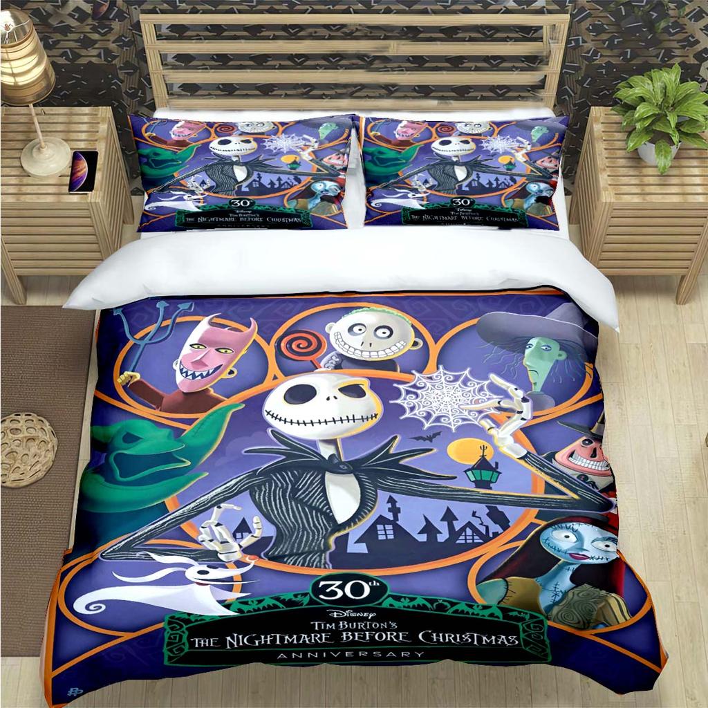 Horror Film The Nightmare Before Christmas Print Bedding Sets Bed Supplies Set Duvet Cover Bed Comforter Set Bedding Set Gift