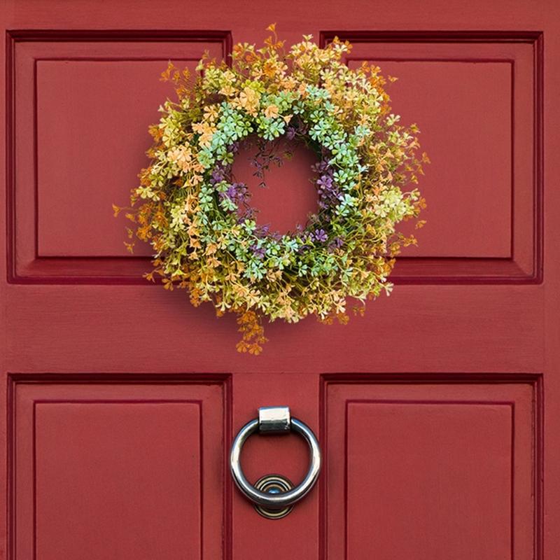 Artificial Wreath for Front Door Spring Decorative Floral Window Hanging Wreath Wall Home Decor for Seaason Decorating