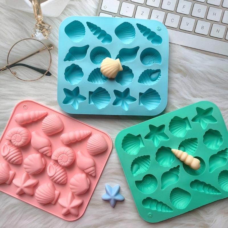 Nonstick Heat Resistant Silicone Baking Molds 16 Cavity Shell Starfishes Chocolate Cake Candy Mould Kitchen Gadget