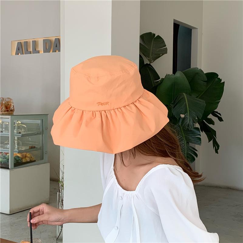 Niche designer pleated lace bucket hat women summer travel big brim sun hat sun protection sun hat tide