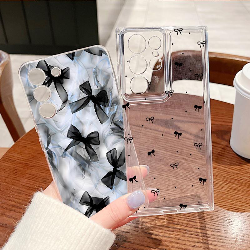 Silky Buwknots Print Case For Samsung A57 S26 Ultra A37 A17 A56 A36 A26 A16 A55 A35 A25 A15 A54 5G S21 FE S22 S23 S24 S25 Plus Clear TPU Soft Cover