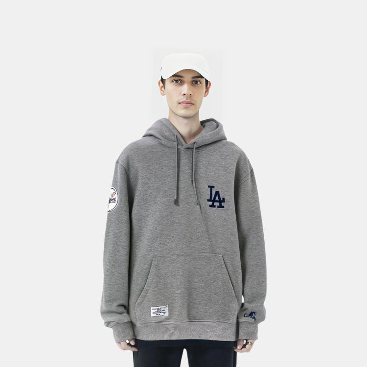 New Era MLB SS24 Los Angeles Dodgers Logo Embroidered Pullover Hoodie Long Sleeve Men hoodies Gray 14179208