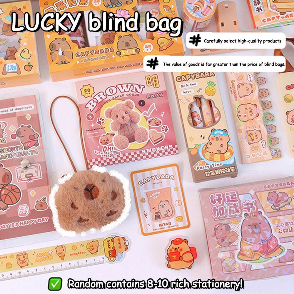 Funny Capybara Notebook Stationery Set Capibara Lucky Blind Bag Students' Opening Gifts