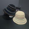 Summer Sunscreen Visor Children Striped Knitted Hollow Breathable Bucket Hat Versatile Face Small Bucket Sun Hat